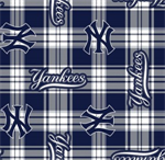 Fabric Traditions - MLB Fleece - New York Yankees - Plaid, Navy