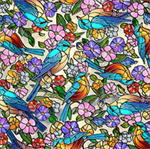 Quilting Treasures - Sunlit Birds - Stained Glass Birds & Floral, Tan