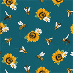 Blank Quilting - Love Never Fails - Sunflowers and Bees, Dark Teal