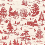 Blank Quilting - Holly Jolly Calico - Winter Scene, Ecru/Red