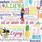 Benartex Kanvas Studio - Island Time - Island Words, White