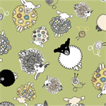 E E Schenck Co - 58^ Laminated Cotton (Food Safe) - 1 Yard Cut, Moss Sheep