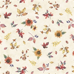 P & B Textiles - Bountiful - Tossed Fall Flowers, Ecru