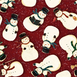 Clothworks - Snovalley - Tossed Snowmen, Dark Red