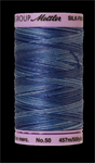 Mettler Thread - Silk Finish Variegated Cotton - 500 yd. - 50 Wt; Evening Blue