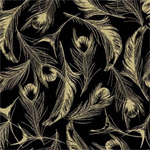 Michael Miller - Magnificent Peacock - Opulent Feather, Black