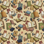 P & B Textiles - Novella - Book Lover Allover, Neutral