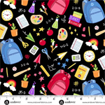 Andover Fabrics - Back To School - School Supplies, Black