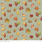 Riley Blake - Covered Bridges in Fall - Leaf Toss, Sage