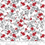 Henry Glass - Scarlet's Treasure - Floral Vine, White Red