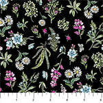 Northcott - From Paris With Love - Small Floral Bouquets, Black