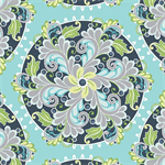 Benartex - Feathers And Flourishes - Flourish Medallion, Aqua