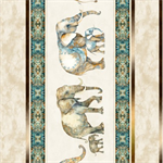 Quilting Treasures - Kindred Spirits - Elephant Decorative Stripe, Multi