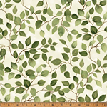 Hoffman California - In A Pear Tree - Green Leaves, Cream/Gold