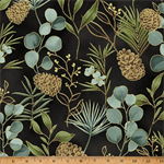 Hoffman California - Ornament Grove - Pine Boughs, Black/Gold