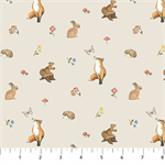 Northcott - Woodland Heart - Mini Animals, Beige