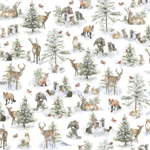 P & B Textiles - Woodland Whispers - Woodland Creatures Allover, White