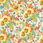 Blank Quilting - Autumn Blessings - Autumn Flowers, Lt Blue