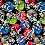 Blank Quilting - Love of the Game - Football Helmets, Black
