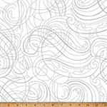 Hoffman California - Christmas Wish - Swirling Metallic Lines, White/Silver