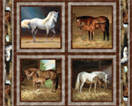David Textiles - 36^ Exclusive Panels - Stable Horses Pillow Panel, Multi