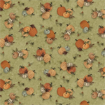 P & B Textiles - Autumn Homestead - Tossed Pumpkins, Green