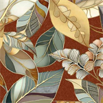 Quilting Treasures - Frond Nouveau - Leaves, Rust
