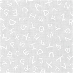 Robert Kaufman - Mini Madness - Scattered Letters, White on White