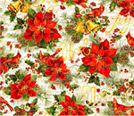Oasis Fabrics - Noel - Music Poinsettias, Ecru