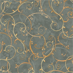 P & B Textiles - Bountiful - Golden Scroll, Teal