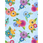 Wilmington Prints - Floral Flight - Floral Bouquets, Blue