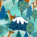 Quilting Treasures - Let's Camp - Mountain Scenic, Turquoise