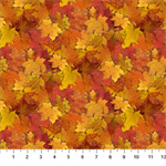 Northcott - Night Owl - Leaves, Orange