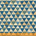 Windham - Wish - Collaged Triangles Metallic, Cream/Teal