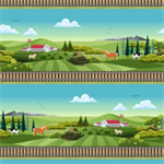 Clothworks - Let's Go! - Pictorial Stripe, Multi