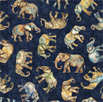 Quilting Treasures - Kindred Spirits - Tossed Elephants, Navy
