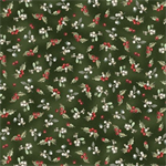 P & B Textiles - Winter Song - Tossed Holly & Berries, Green