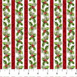 Northcott - Holiday Joy - Holly Stripe, Cream