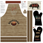 Clothworks - Backyard BBQ - 45^ Canvas Apron & Mitts, Brown