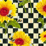Print Concepts - Sunshine & Bumblebees - Sunflowers on Checks, Multi