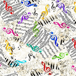 Timeless Treasures - Music - Music Notes, White