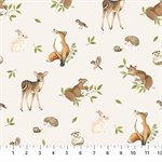 Northcott - Woodland Heart - Animals, Cream
