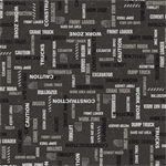 Windham Fabrics - Diggers & Dozers - Caution: Work Zone, Dirt Black