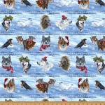 Hoffman California - Holiday Hideaway - Winter Animals Stripe, Arctic/Blue