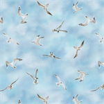 Henry Glass - Turtle March - Seagulls Flying, Sky Blue