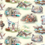 Clothworks - The Secret Life of Squirrels - Toile, Cream
