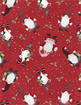 Wilmington Prints - Snowy Gnomies - Gnome Toss, Red