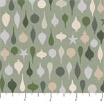 Figo Fabrics - Snowfall - Ornaments, Sage