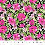 Northcott - From Paris With Love - Large Pink Floral, Black
