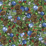 Quilting Treasures - Season of Giving - Pinecones and Ornaments, Multi